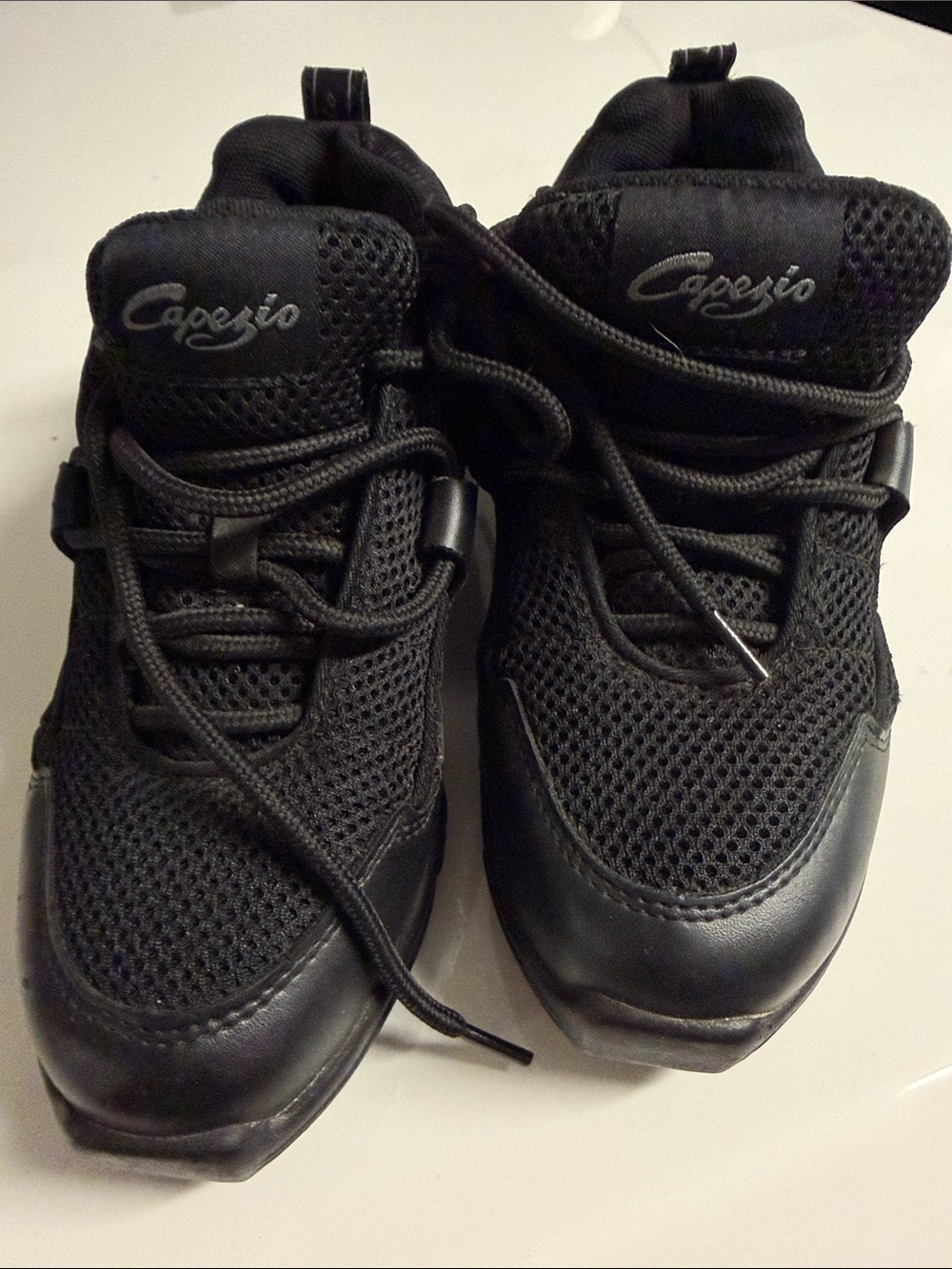 Capezio All-Black Mesh Lace-Up Dance Sneakers